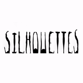 the word silhouettes spelled by the shadows of dancers bodies on a white background