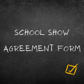 black chalkboard with text that reads school show agreement form